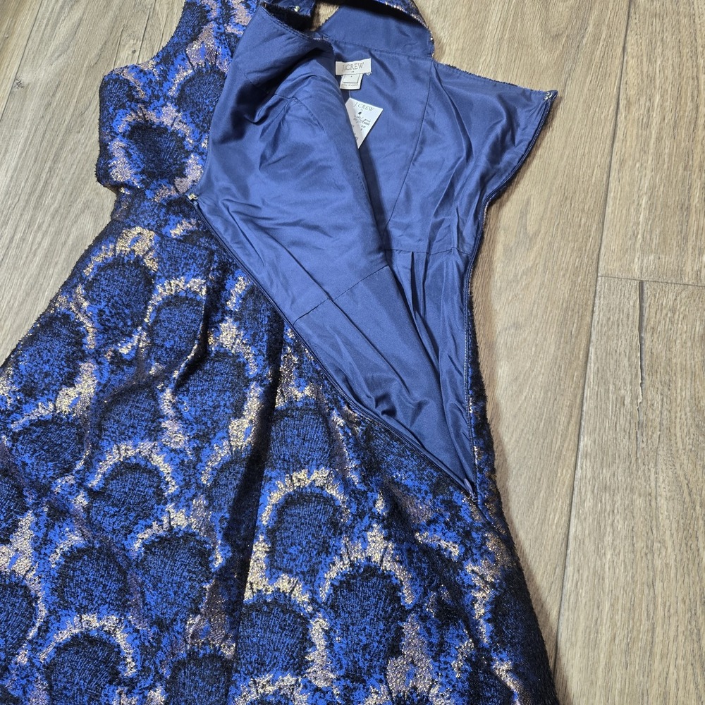 NWT J Crew Peacock Jacquard Fit and Flare Party Dress Size 9 - Picture 9 of 14